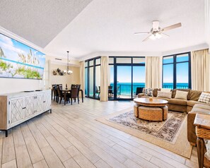 Living area - Phoenix West #1808 - Beachfront 3BR, Gulf View, Lazy River, Indoor Pool, Hot Tub (Orange Beach)