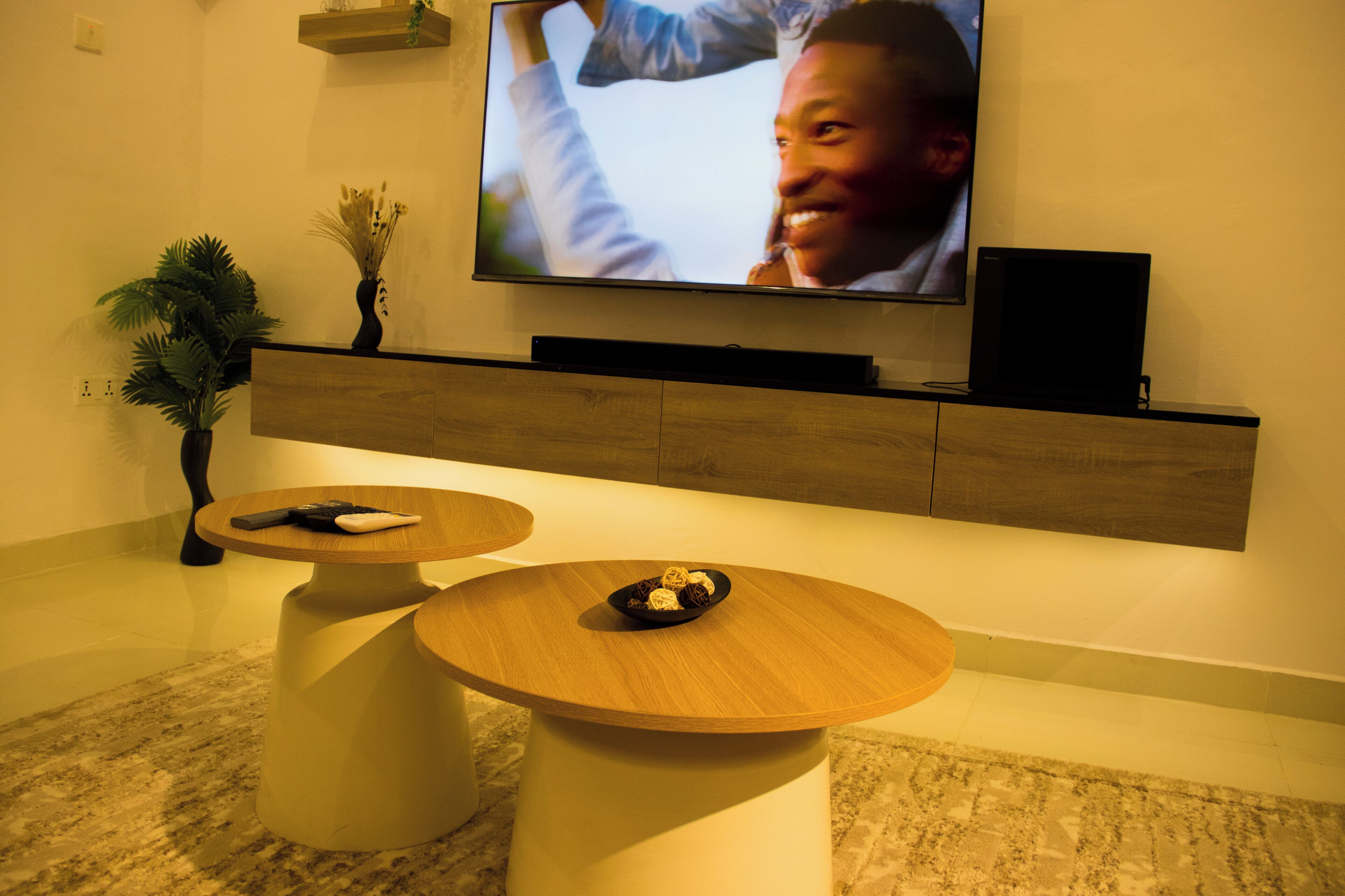 Leilighet – deluxe, 1 soverom, parkutsikt | Oppholdsområde | En 55-tommers smart-TV med digitale kanaler samt Netflix
