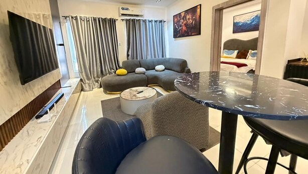 奢華公寓, 1 間臥室, 公園景觀 | 起居區 | 55-吋智慧型電視、數位頻道、Netflix、串流服務