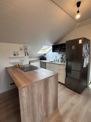 Private kitchen - Serene and bright penthouse studio in downtown Reykjavik (Reykjavík)