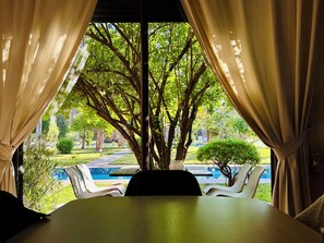 Dining - Serene Villa in private oasis, Atlas view, 20 min from Marrakech. 2 pools. (Ouled Jelal)