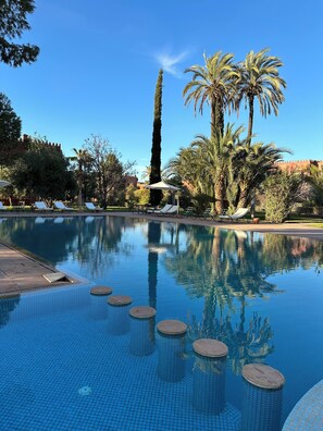 Outdoor pool - Serene Villa in private oasis, Atlas view, 20 min from Marrakech. 2 pools. (Ouled Jelal)