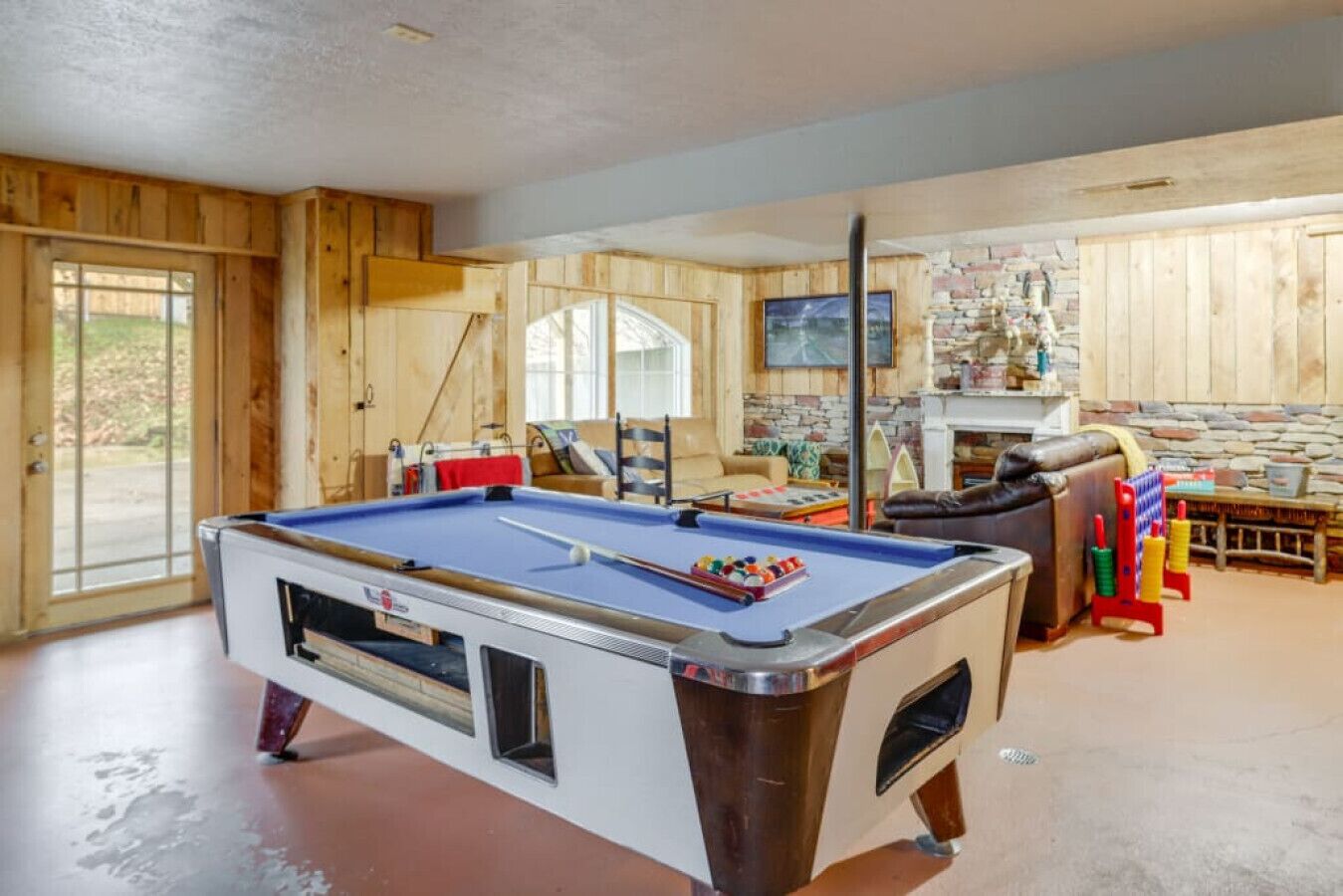 Game Room | Pool Table | Sliding Door Access & Wood Panel Walls
