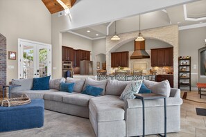 TV, fireplace, books, offices - 4BR Luxe Villa + All King Suites w/Private Baths! (Lago Vista)
