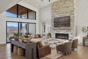 TV, fireplace - Grand Mountain Estate near Park City with Sport Court and Theater (Daniel)