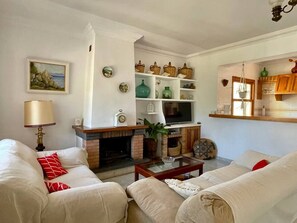 Televisión y chimenea 