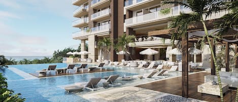 Piscine extérieure, cabanons gratuits