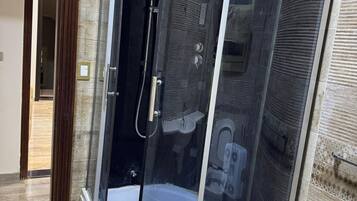 Jetted tub, towels, soap, toilet paper
