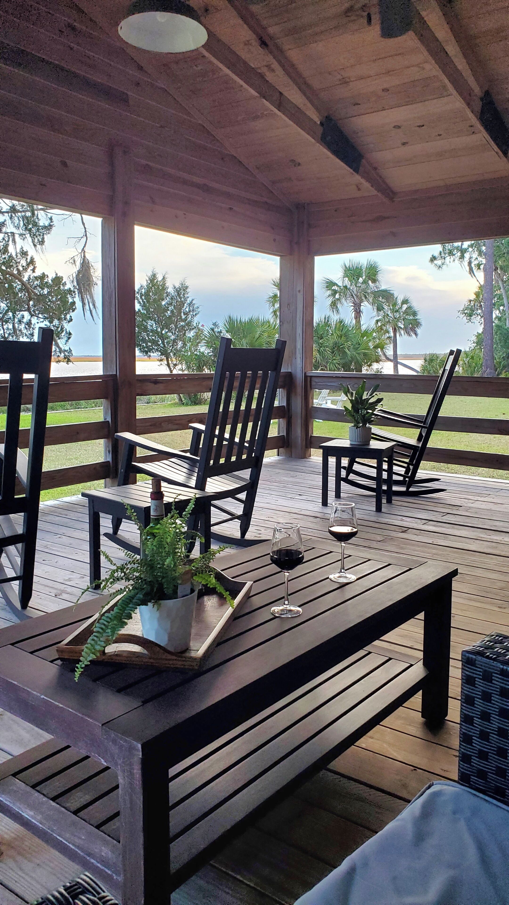 Our beautiful and spacious front porch over looking the waterway.