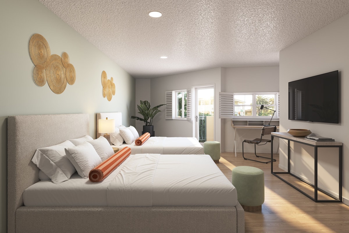 Quarto, 2 camas Queen, sacada