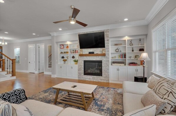 Living area - Durham Oasis - Movie & Game Room + Cozy Living (Durham)