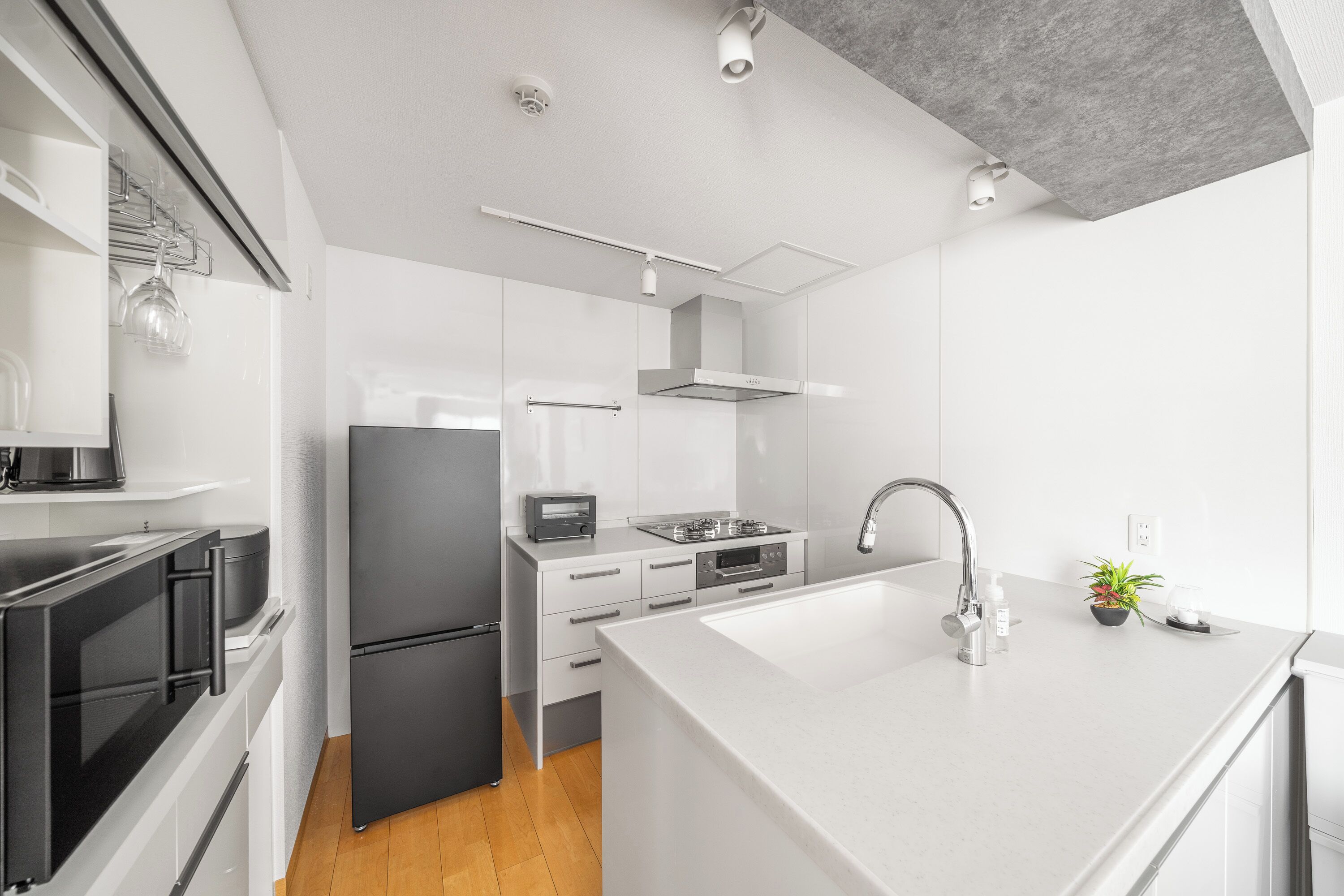 Apartment | Private kitchen | Fridge, microwave, stovetop, rice cooker