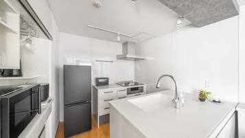 Apartment | Private kitchen | Fridge, microwave, stovetop, rice cooker