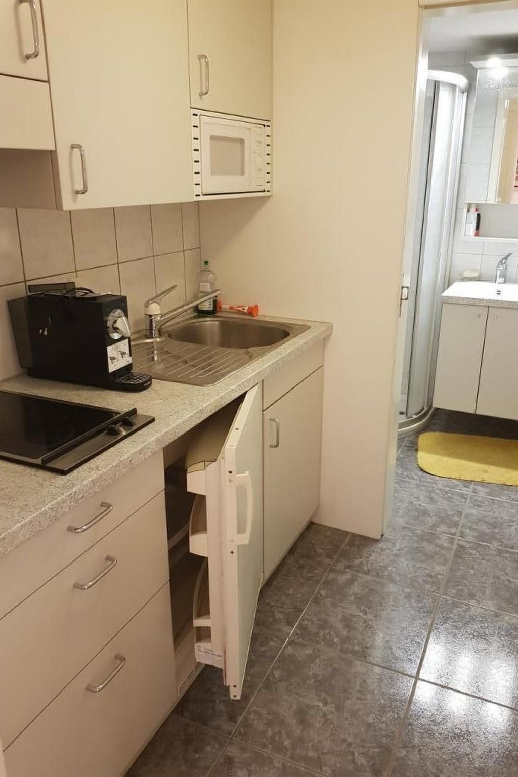 Kühlschrank, Mikrowelle, Kochgeschirr/Geschirr/Besteck