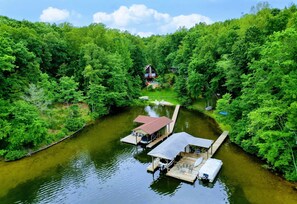 Exterior - Lakefront A-Frame | Private Pool, Beach & Dock! (Bumpass)