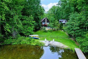 Made for Every Season - The A-frame's bold architecture looks stunning in summer sun and fall color alike. - Lakefront A-Frame | Private Pool, Beach & Dock! (Bumpass)