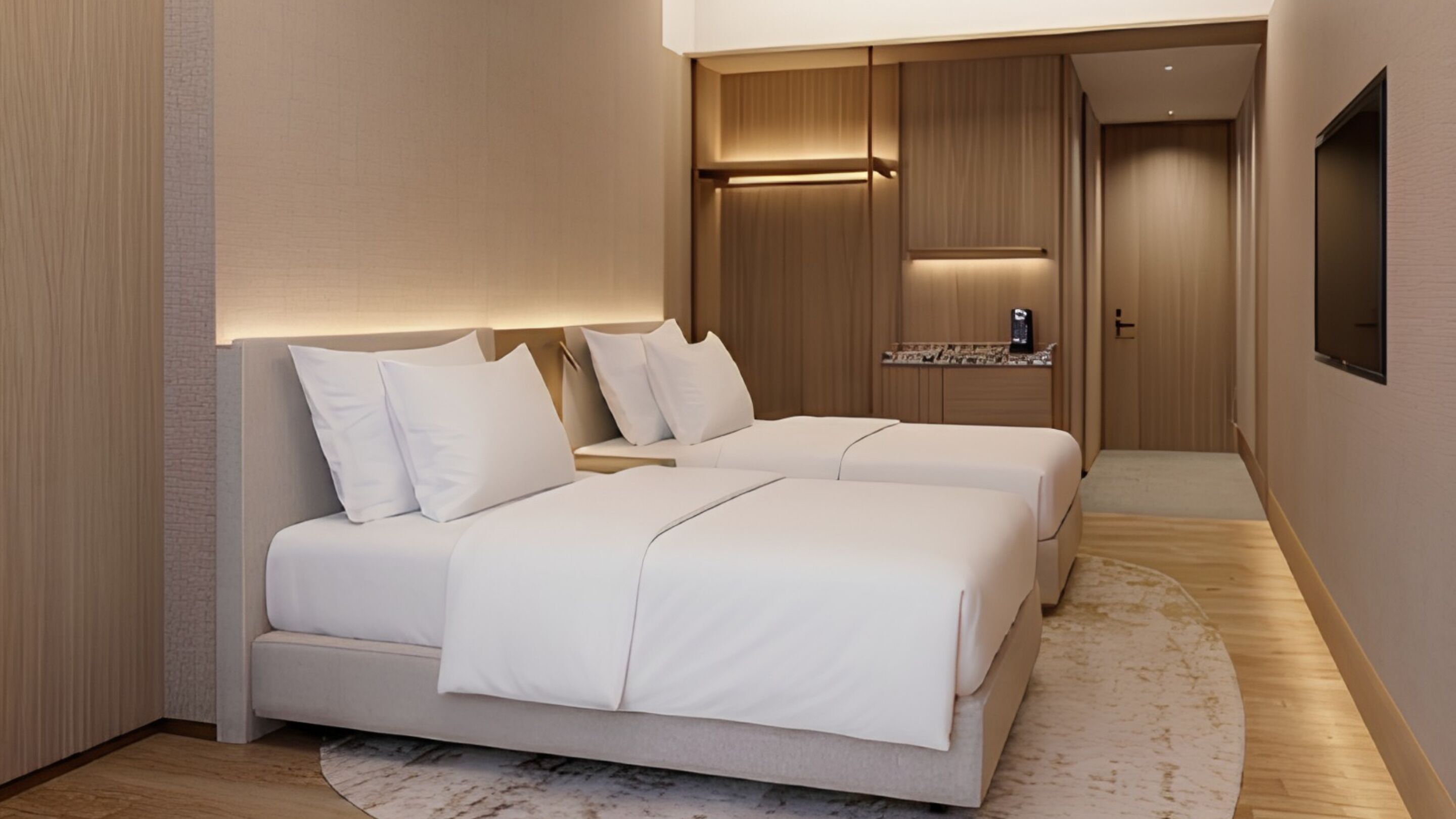 Habitación Deluxe con 2 camas individuales, 2 camas dobles, vistas a la ciudad | Wifi gratis