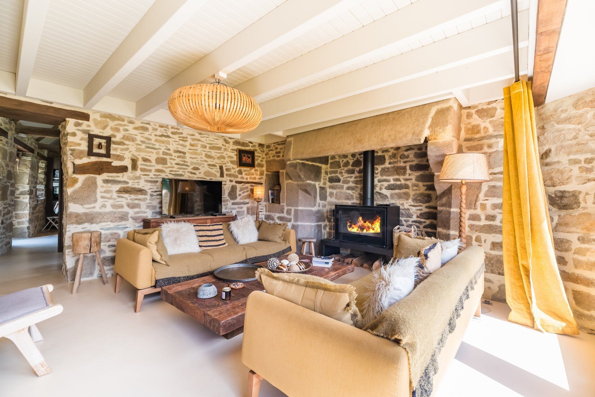 TV, fireplace, table tennis, books