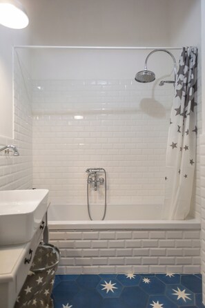 Regadera, secadora de cabello, bidet, toallas 