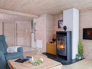 Televisión y chimenea 