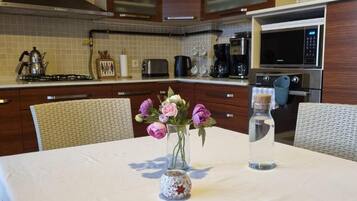 Family Room, Balcony, Mountain View | Private kitchen