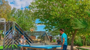 A playground with a climbing structure, a basketball hoop, and a picnic table. - Mobile home, pets allowed, AC - 6 guests (Frontignan)
