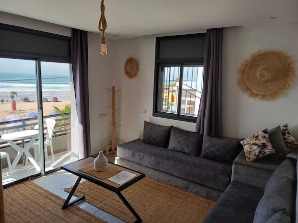 Comfort Apartment, Sea View | Living area - MiraMar Surf AnzA (Agadir)