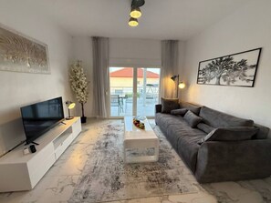 House, 3 Bedrooms, Smoking, Terrace | Living room - Asteri Villas - 3 Bedrooms (Nea Propontida)