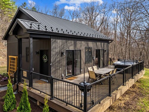 Modern Cabin Retreat w Hot Tub, Sauna & Fire Pit