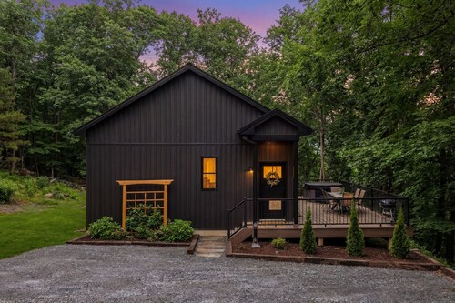 Modern Cabin Retreat w Hot Tub, Sauna & Fire Pit