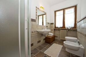 Shower, hair dryer, towels - "Room 7" with Mountain View and Shared Terrace in Bionaz (Dzovennoz)