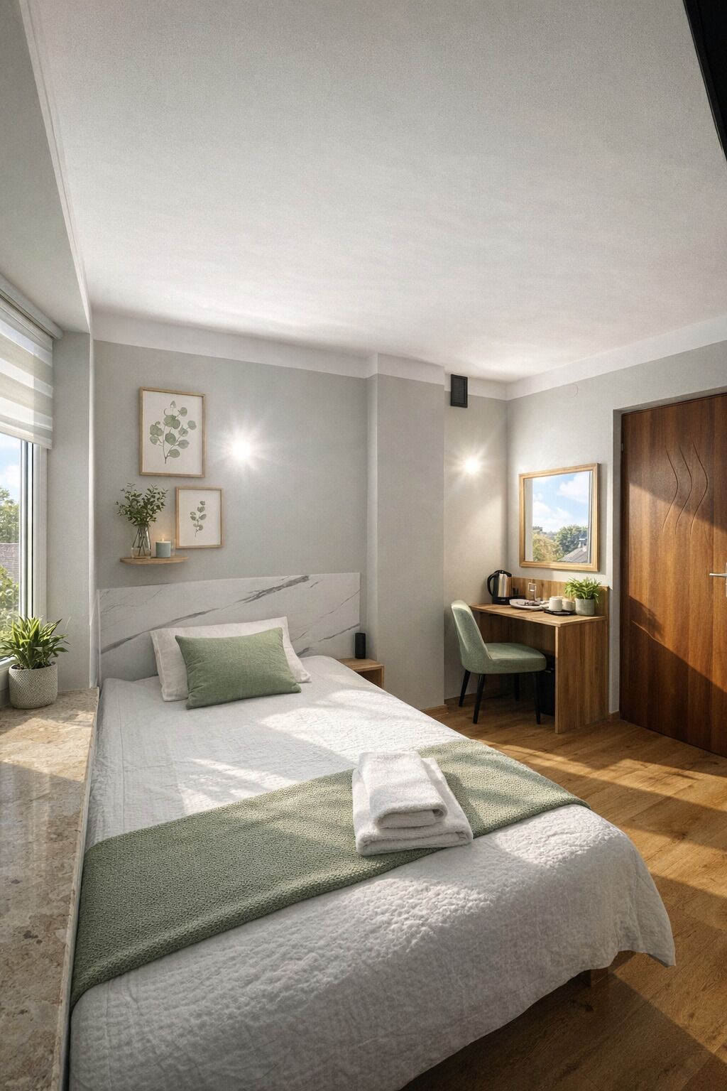 Økonomi-dobbeltrom, hageutsikt