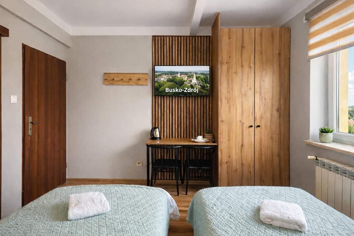 Double or Twin Room, Garden View | Desk, laptop workspace, blackout drapes, iron/ironing board