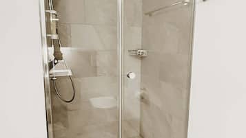 Ducha, secador de pelo, shampoo
