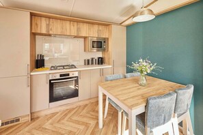 Fridge, microwave, oven, electric kettle