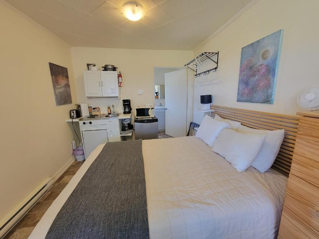 Chambre Double, 1 grand lit et 1 canapé-lit, coin cuisine, vue mer