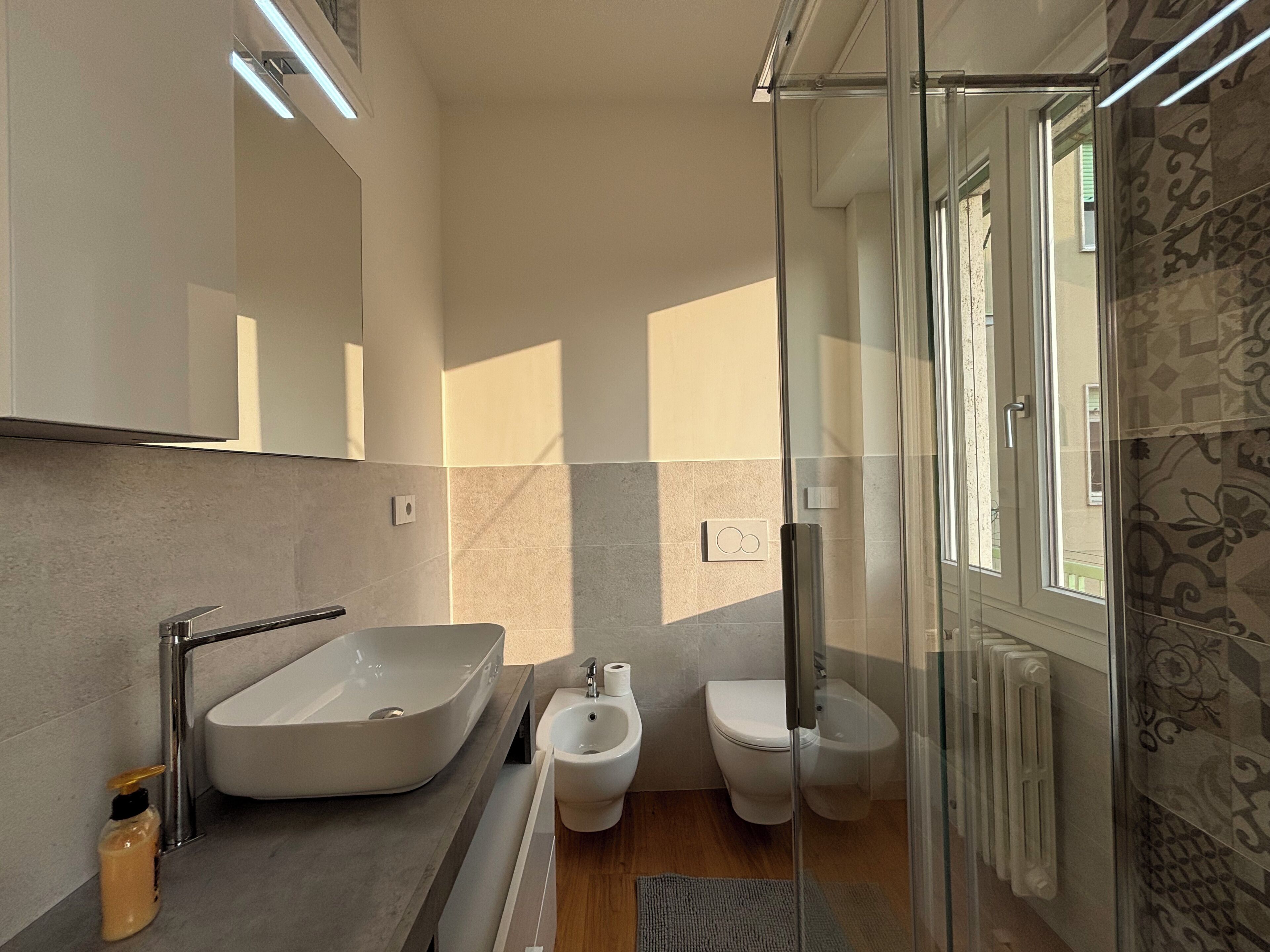 Dusche, Haartrockner, Bidet, Handtücher