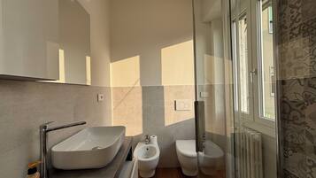 Dusche, Haartrockner, Bidet, Handtücher