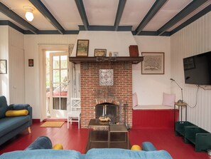 Fireplace - Dune house with sauna right by the beach (Vrouwenpolder)