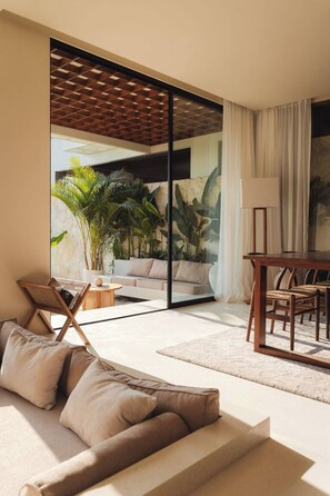 Apartment, 1 Bedroom, Patio, Pool View | Living room - Romantic 1BR Villa Canggu Pool & Sunset Balcony (Canggu)