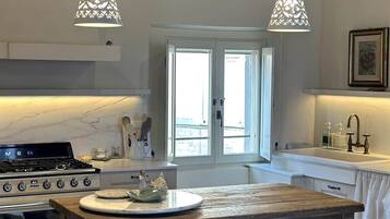 Fridge, oven, stovetop, dishwasher