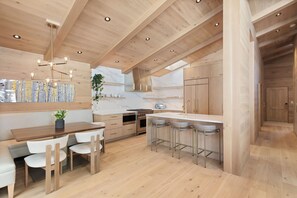 Fridge, microwave, oven, stovetop - Ski-In/Ski-Out Aspen Chalet for 8 at Lift 1A with Pool, Hot Tub, Tennis Court & A/C (Aspen)