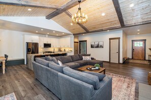 Smart TV, fireplace, video games, table football