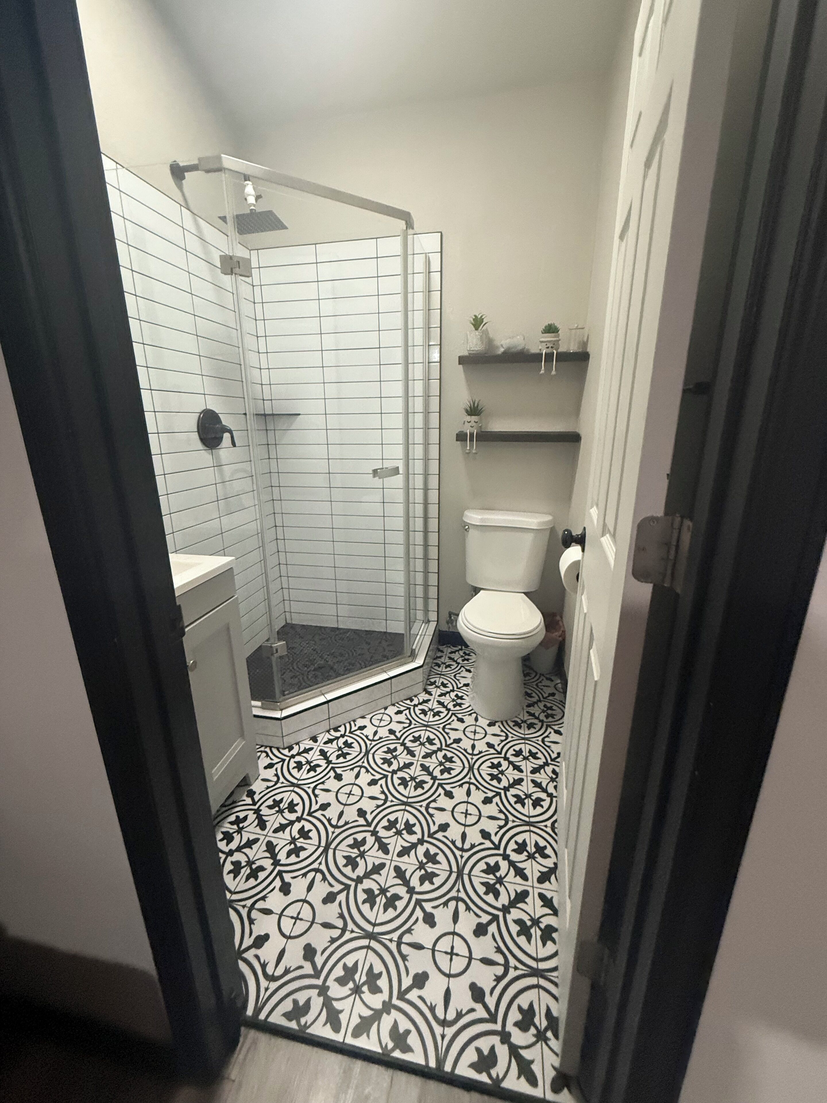 Hair dryer, towels, toilet paper