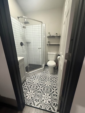 Hair dryer, towels, toilet paper