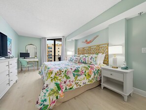 Desk, iron/ironing board, free WiFi, bed sheets - Ocean Trillium 502 - Beachfront Condo with Oceanfront Pool (New Smyrna Beach)