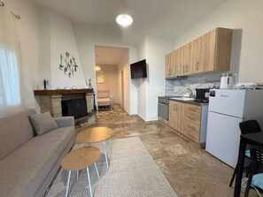 TV, fireplace