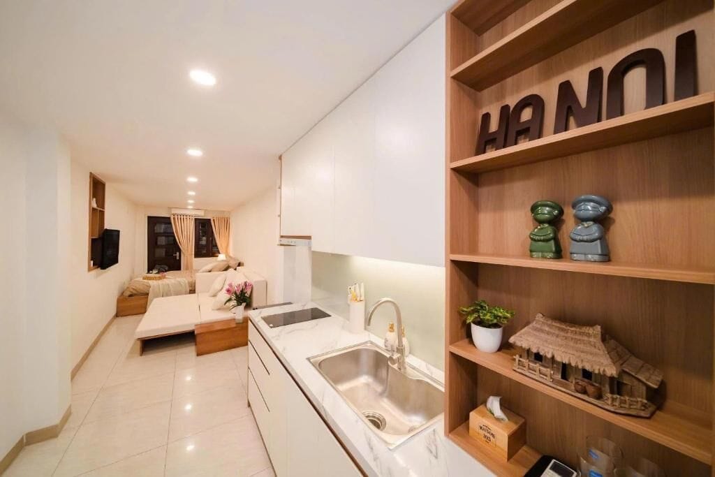 Estúdio clássico, sacada, vista para a cidade | Cozinha privada