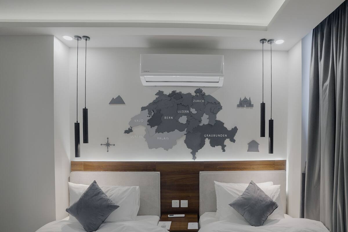 In-room safe, desk, laptop workspace, soundproofing
