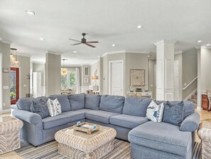 Smart TV, fireplace, table football, ping pong - BEST Luxury Bradley Circle Beach House | Pool, Hot Tub, Elevator, Game Room, Walk to Beach (Hilton Head Island)